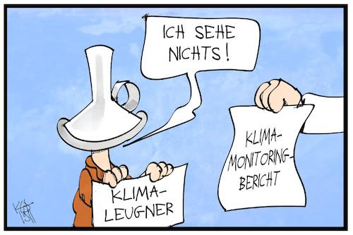 Cartoon: Klimabericht (medium) by Kostas Koufogiorgos tagged karikatur,koufogiorgos,illustration,cartoon,klima,wandel,umweltbundesamt,studie,klimaleugner,aluhut,blind,umwelt,erderwärmung,karikatur,koufogiorgos,illustration,cartoon,klima,wandel,umweltbundesamt,studie,klimaleugner,aluhut,blind,umwelt,erderwärmung