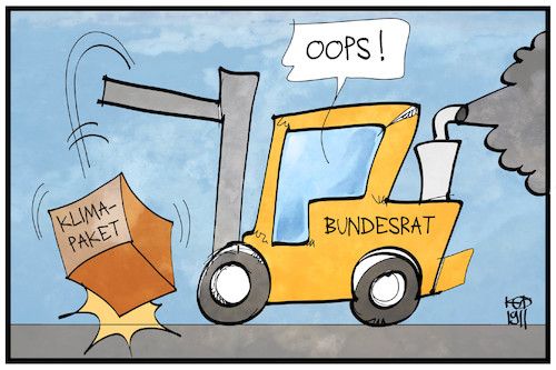 Cartoon: Klimapaket (medium) by Kostas Koufogiorgos tagged karikatur,koufogiorgos,illustration,cartoon,klimapaket,bundesrat,umwelt,gabelstapler,karikatur,koufogiorgos,illustration,cartoon,klimapaket,bundesrat,umwelt,gabelstapler