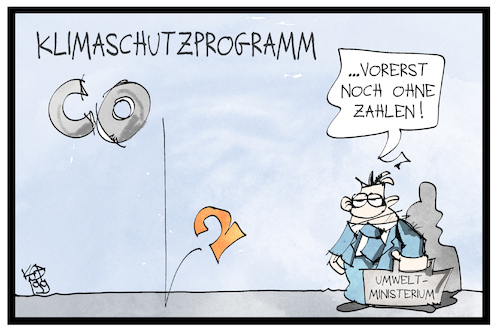 Cartoon: Klimaschutzprogramm (medium) by Kostas Koufogiorgos tagged karikatur,koufogiorgos,illustration,cartoon,klimaschutzprogramm,zahlen,co2,umwelt,ministerium,finanzierung,politik,karikatur,koufogiorgos,illustration,cartoon,klimaschutzprogramm,zahlen,co2,umwelt,ministerium,finanzierung,politik