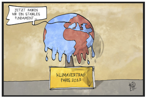 Cartoon: Klimavertrag (medium) by Kostas Koufogiorgos tagged karikatur,koufogiorgos,illustration,cartoon,klimavertrag,abkommen,umwelt,globus,erde,erderwärmung,klimawandel,basis,fundament,paris,karikatur,koufogiorgos,illustration,cartoon,klimavertrag,abkommen,umwelt,globus,erde,erderwärmung,klimawandel,basis,fundament,paris