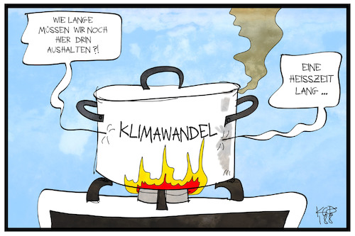 Cartoon: Klimawandel (medium) by Kostas Koufogiorgos tagged karikatur,koufogiorgos,illustration,cartoon,klimawandel,kochtopf,heisszeit,wetter,wärme,hitze,feuer,klima,karikatur,koufogiorgos,illustration,cartoon,klimawandel,kochtopf,heisszeit,wetter,wärme,hitze,feuer,klima