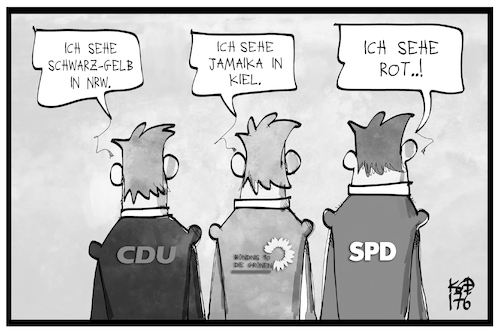 Cartoon: Koalitionen ohne SPD (medium) by Kostas Koufogiorgos tagged karikatur,koufogiorgos,illustration,cartoon,koalition,spd,rot,schwarz,gelb,grün,jamaika,farben,partei,politik,cdu,grüne,karikatur,koufogiorgos,illustration,cartoon,koalition,spd,rot,schwarz,gelb,grün,jamaika,farben,partei,politik,cdu,grüne