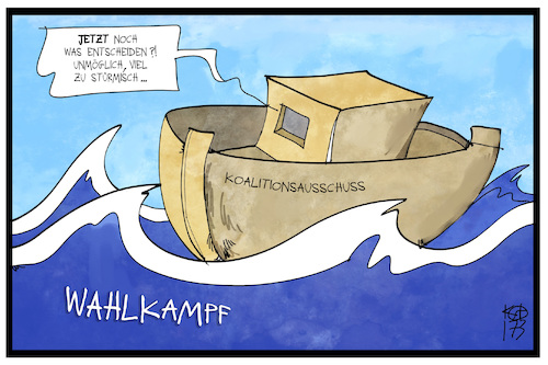 Cartoon: Koalitionsausschuss (medium) by Kostas Koufogiorgos tagged karikatur,koufogiorgos,illustration,cartoon,koalitionsausschuss,schiff,see,wellen,wahlkampf,groko,regierung,cdu,csu,spd,entscheidung,einigung,sturm,politik,karikatur,koufogiorgos,illustration,cartoon,koalitionsausschuss,schiff,see,wellen,wahlkampf,groko,regierung,cdu,csu,spd,entscheidung,einigung,sturm,politik