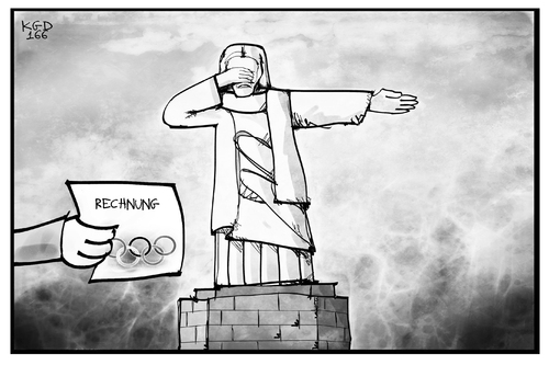 Cartoon: Kosten für Olympia (medium) by Kostas Koufogiorgos tagged karikatur,koufogiorgos,illustration,cartoon,olympia,jesus,statue,rio,olympische,spiele,sport,grossereignis,kosten,wirtschaft,finanzen,notstand,karikatur,koufogiorgos,illustration,cartoon,olympia,jesus,statue,rio,olympische,spiele,sport,grossereignis,kosten,wirtschaft,finanzen,notstand