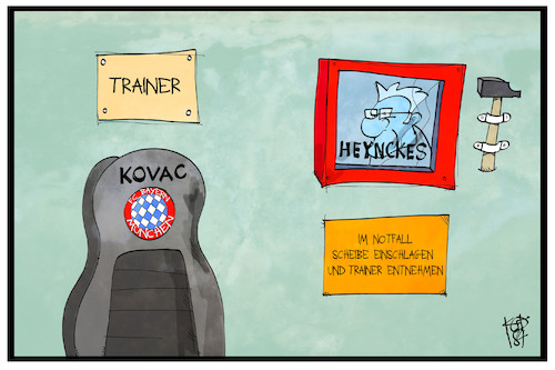 Cartoon: Kovac und Heynckes (medium) by Kostas Koufogiorgos tagged karikatur,koufogiorgos,illustration,cartoon,kovac,heynckes,trainer,coach,fussball,sport,fc,bayern,münchen,notfall,nothammer,karikatur,koufogiorgos,illustration,cartoon,kovac,heynckes,trainer,coach,fussball,sport,fc,bayern,münchen,notfall,nothammer