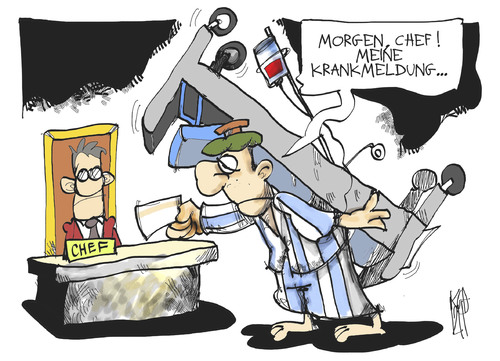 Cartoon: Krankmeldung (medium) by Kostas Koufogiorgos tagged krankmeldung,urteil,arbeitgeber,gericht,arbeit,gesundheit,karikatur,kostas,koufogiorgos,krankmeldung,urteil,arbeitgeber,gericht,arbeit,gesundheit,karikatur,kostas,koufogiorgos