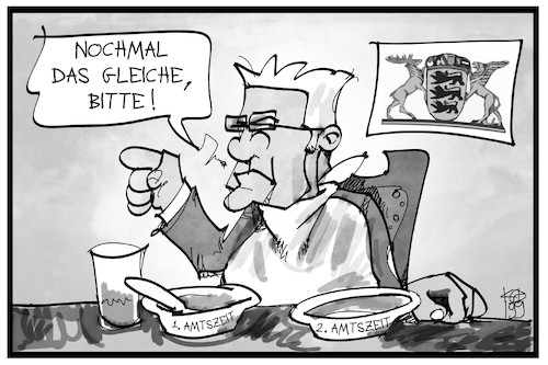 Cartoon: Kretschmann (medium) by Kostas Koufogiorgos tagged kretschmann,steht,für,eine,dritte,amtszeit,bereit,karikatur,koufogiorgos,illustration,cartoon,baden,wuerttemberg,spätzle,kretschmann,steht,für,eine,dritte,amtszeit,bereit,karikatur,koufogiorgos,illustration,cartoon,baden,wuerttemberg,spätzle