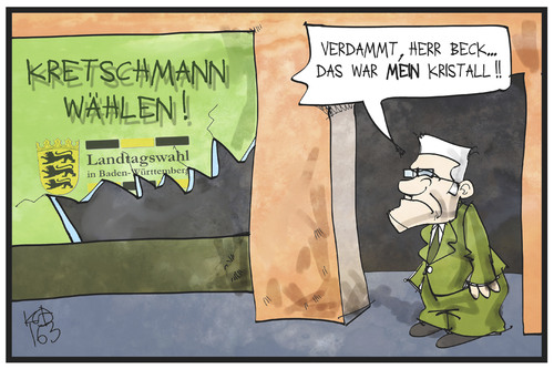 Cartoon: Kretschmanns Kristall (medium) by Kostas Koufogiorgos tagged karikatur,koufogiorgos,illustration,cartoon,drogen,gruene,partei,volker,beck,kretschmann,wahlkampf,baden,wuerttemberg,kristall,crystal,meth,sabotage,karikatur,koufogiorgos,illustration,cartoon,drogen,gruene,partei,volker,beck,kretschmann,wahlkampf,baden,wuerttemberg,kristall,crystal,meth,sabotage