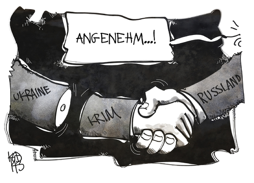 Cartoon: Krim-Krise (medium) by Kostas Koufogiorgos tagged karikatur,koufogiorgos,illustration,cartoon,russland,krim,ukraine,hand,handschlag,begrüssung,konflikt,krise,politik,beitritt,diplomatie,karikatur,koufogiorgos,illustration,cartoon,russland,krim,ukraine,hand,handschlag,begrüssung,konflikt,krise,politik,beitritt,diplomatie