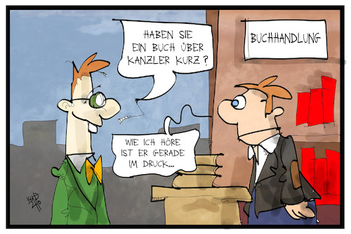 Cartoon: Kurz unter Druck (medium) by Kostas Koufogiorgos tagged karikatur,koufogiorgos,illustration,cartoon,kurz,oesterreich,buch,druck,presse,karikatur,koufogiorgos,illustration,cartoon,kurz,oesterreich,buch,druck,presse