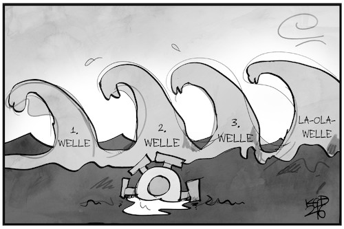 Cartoon: La-Ola-Welle (medium) by Kostas Koufogiorgos tagged karikatur,koufogiorgos,illustration,cartoon,welle,corona,pandemie,fussball,em,karikatur,koufogiorgos,illustration,cartoon,welle,corona,pandemie,fussball,em
