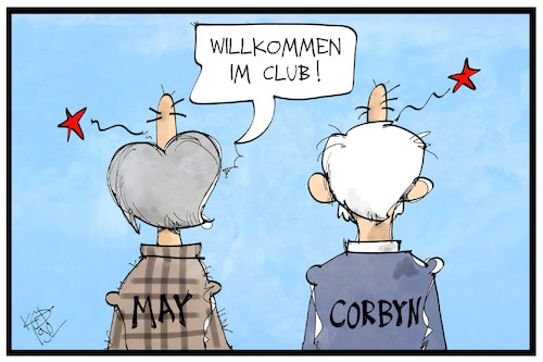 Cartoon: Labour-Krise (medium) by Kostas Koufogiorgos tagged karikatur,illustration,cartoon,koufogiorgos,labour,corbyn,may,tory,beule,schaden,politiker,brexit,uk,grossbritannien,partei,karikatur,illustration,cartoon,koufogiorgos,labour,corbyn,may,tory,beule,schaden,politiker,brexit,uk,grossbritannien,partei