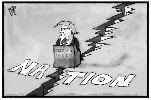 Cartoon: Lage der US-Nation (medium) by Kostas Koufogiorgos tagged karikatur,koufogiorgos,illustration,cartoon,trump,nation,spaltung,riss,usa,präsident,rese,kongress,politik,karikatur,koufogiorgos,illustration,cartoon,trump,nation,spaltung,riss,usa,präsident,rese,kongress,politik