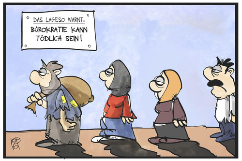 Cartoon: Lageso (medium) by Kostas Koufogiorgos tagged karikatur,koufogiorgos,illustration,cartoon,lageso,bürokratie,schlange,flüchtlinge,todesfall,warnung,flüchtlingspolitik,warteschlange,karikatur,koufogiorgos,illustration,cartoon,lageso,bürokratie,schlange,flüchtlinge,todesfall,warnung,flüchtlingspolitik,warteschlange