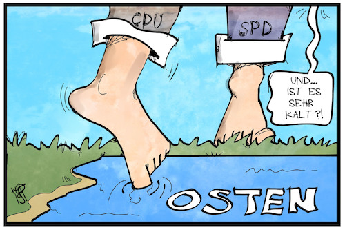 Cartoon: Landtagswahlen im Osten (medium) by Kostas Koufogiorgos tagged karikatur,koufogiorgos,illustration,cartoon,cdu,spd,osten,landtagswahl,partei,politik,karikatur,koufogiorgos,illustration,cartoon,cdu,spd,osten,landtagswahl,partei,politik