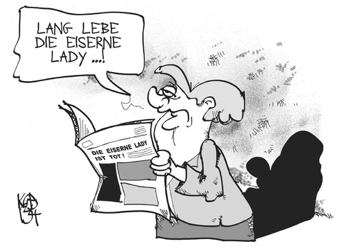Cartoon: Lang lebe die Eiserne Lady! (medium) by Kostas Koufogiorgos tagged thatcher,eiserne,lady,merkel,europa,england,karikatur,kostas,koufogiorgos,thatcher,eiserne,lady,merkel,europa,england,karikatur,kostas,koufogiorgos