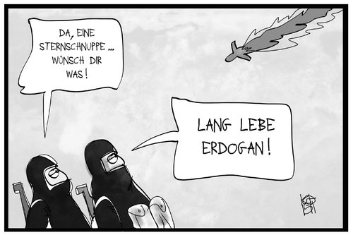 Cartoon: Lang lebe Erdogan (medium) by Kostas Koufogiorgos tagged karikatur,koufogiorgos,illustration,cartoon,kampfjet,flugzeug,luftwaffe,russland,tuerkei,syrien,is,terrorist,erdogan,sternschnuppe,wunsch,karikatur,koufogiorgos,illustration,cartoon,kampfjet,flugzeug,luftwaffe,russland,tuerkei,syrien,is,terrorist,erdogan,sternschnuppe,wunsch