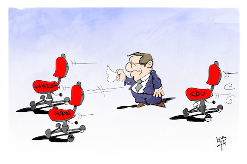 Cartoon: Laschet nimmt Abschied (medium) by Kostas Koufogiorgos tagged karikatur,koufogiorgos,illustration,cartoon,laschet,kanzler,nrw,stuhl,amt,cdu,vorsitz,karikatur,koufogiorgos,illustration,cartoon,laschet,kanzler,nrw,stuhl,amt,cdu,vorsitz