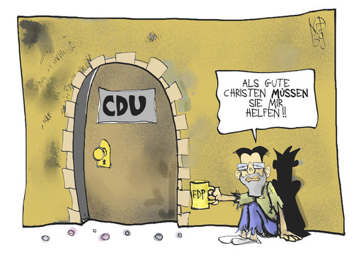 Cartoon: Leihstimmen (medium) by Kostas Koufogiorgos tagged cdu,fdp,rösler,leihstimmen,bundstagswahl,karikatur,koufogiorgos,cdu,fdp,rösler,leihstimmen,bundstagswahl,karikatur,koufogiorgos