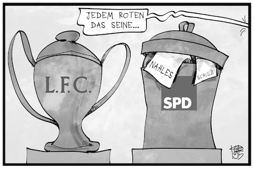 Cartoon: LFC und SPD (medium) by Kostas Koufogiorgos tagged karikatur,koufogiorgos,illustration,cartoon,liverpool,fussball,championsleague,ck,pokal,pott,sport,partei,spd,sozialdemokraten,nahles,schulz,karikatur,koufogiorgos,illustration,cartoon,liverpool,fussball,championsleague,ck,pokal,pott,sport,partei,spd,sozialdemokraten,nahles,schulz