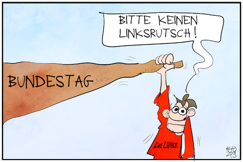 Cartoon: Linke am Abgrund (medium) by Kostas Koufogiorgos tagged karikatur,koufogiorgos,illustration,cartoon,linke,linksrutsch,bundestag,parlament,abgrund,hängepartie,karikatur,koufogiorgos,illustration,cartoon,linke,linksrutsch,bundestag,parlament,abgrund,hängepartie