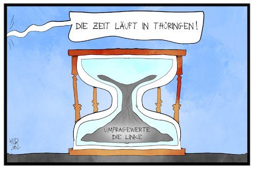 Cartoon: Linke Thüringen (medium) by Kostas Koufogiorgos tagged karikatur,koufogiorgos,illustration,cartoon,linke,partei,thüringen,sanduhr,neuwahlen,zeit,karikatur,koufogiorgos,illustration,cartoon,linke,partei,thüringen,sanduhr,neuwahlen,zeit