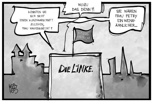 Cartoon: Linke und AfD (medium) by Kostas Koufogiorgos tagged karikatur,koufogiorgos,illustration,cartoon,wagenknecht,petry,ähnlichkeit,linke,afd,konkurrenz,partei,parteitag,karikatur,koufogiorgos,illustration,cartoon,wagenknecht,petry,ähnlichkeit,linke,afd,konkurrenz,partei,parteitag