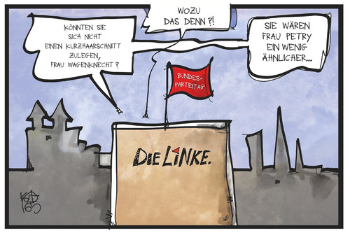 Cartoon: Linke und AfD (medium) by Kostas Koufogiorgos tagged karikatur,koufogiorgos,illustration,cartoon,wagenknecht,petry,ähnlichkeit,linke,afd,konkurrenz,partei,parteitag,karikatur,koufogiorgos,illustration,cartoon,wagenknecht,petry,ähnlichkeit,linke,afd,konkurrenz,partei,parteitag