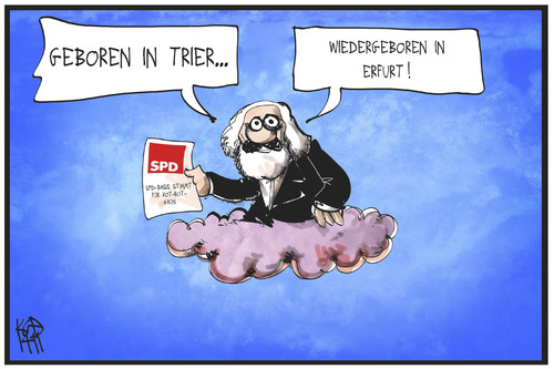 Cartoon: Linkes Thüringen (medium) by Kostas Koufogiorgos tagged karikatur,koufogiorgos,illustration,cartoon,linke,marx,trier,erfurt,wolke,sozialismus,politik,thüringen,spd,karikatur,koufogiorgos,illustration,cartoon,linke,marx,trier,erfurt,wolke,sozialismus,politik,thüringen,spd