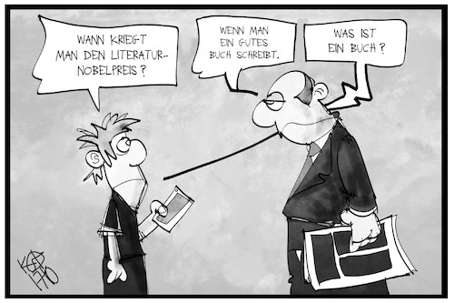 Cartoon: Literatur (medium) by Kostas Koufogiorgos tagged karikatur,koufogiorgos,illustration,cartoon,literatur,buch,kind,smartphone,digital,native,zeitung,kultur,preis,nobelpreis,bildung,jugend,karikatur,koufogiorgos,illustration,cartoon,literatur,buch,kind,smartphone,digital,native,zeitung,kultur,preis,nobelpreis,bildung,jugend