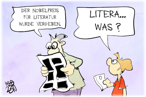 Cartoon: Literaturnobelpreis (medium) by Kostas Koufogiorgos tagged karikatur,koufogiorgos,literatur,nobelpreis,vater,kind,bildung,karikatur,koufogiorgos,literatur,nobelpreis,vater,kind,bildung