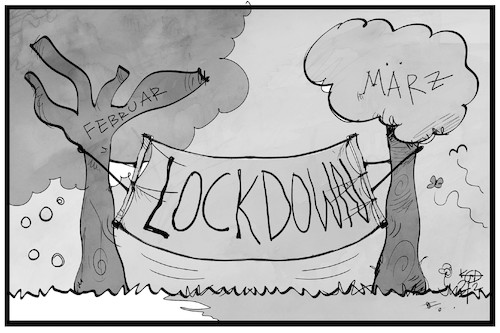 Cartoon: Lockdown bis zum März (medium) by Kostas Koufogiorgos tagged karikatur,koufogiorgos,illustration,cartoon,lockdown,märz,hängematte,pandemie,corona,karikatur,koufogiorgos,illustration,cartoon,lockdown,märz,hängematte,pandemie,corona