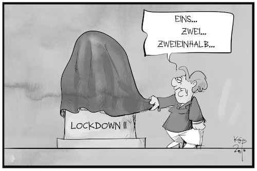 Cartoon: Lockdown II (medium) by Kostas Koufogiorgos tagged karikatur,koufogiorgos,illustration,cartoon,lockdown,enthüllung,kunst,skulptur,corona,pandemie,erwartung,karikatur,koufogiorgos,illustration,cartoon,lockdown,enthüllung,kunst,skulptur,corona,pandemie,erwartung