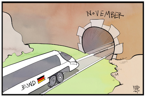 Cartoon: Lockdown im November (medium) by Kostas Koufogiorgos tagged karikatur,koufogiorgos,illustration,cartoon,lockdown,bahn,zug,tunnel,november,crash,pandemie,corona,massnahmen,bund,karikatur,koufogiorgos,illustration,cartoon,lockdown,bahn,zug,tunnel,november,crash,pandemie,corona,massnahmen,bund