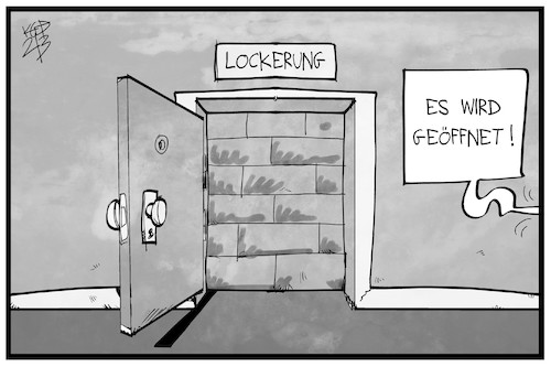 Cartoon: Lockdown oder Öffnung (medium) by Kostas Koufogiorgos tagged karikatur,koufogiorgos,illustration,cartoon,lockdown,öffnung,tür,pandemie,corona,karikatur,koufogiorgos,illustration,cartoon,lockdown,öffnung,tür,pandemie,corona