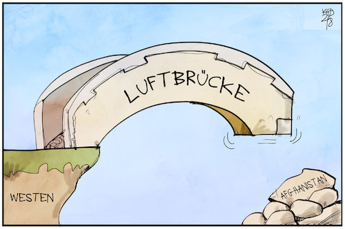 Cartoon: Luftbrücke (medium) by Kostas Koufogiorgos tagged karikatur,koufogiorgos,illustration,cartoon,luftbrücke,afghanistan,trümmer,deutschland,evakuierung,karikatur,koufogiorgos,illustration,cartoon,luftbrücke,afghanistan,trümmer,deutschland,evakuierung