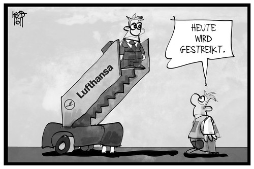 Cartoon: Lufthansa-Streik (medium) by Kostas Koufogiorgos tagged karikatur,koufogiorgos,illustration,cartoon,lufthansa,piloten,streik,passagier,fluggast,gangway,arbeitskampf,cockpit,karikatur,koufogiorgos,illustration,cartoon,lufthansa,piloten,streik,passagier,fluggast,gangway,arbeitskampf,cockpit