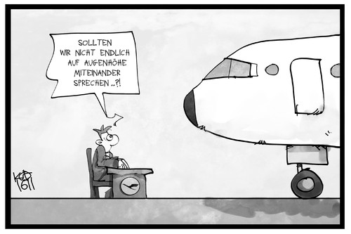 Cartoon: Lufthansa-Streik (medium) by Kostas Koufogiorgos tagged karikatur,koufogiorgos,illustration,cartoon,lufthansa,streik,piloten,cockpit,gewerkschaft,arbeitskampf,flugzeug,verhandlungstisch,tarif,gespräch,wirtschaft,airline,karikatur,koufogiorgos,illustration,cartoon,lufthansa,streik,piloten,cockpit,gewerkschaft,arbeitskampf,flugzeug,verhandlungstisch,tarif,gespräch,wirtschaft,airline