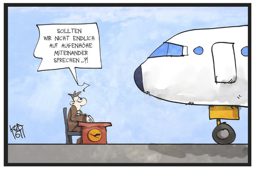 Cartoon: Lufthansa-Streik (medium) by Kostas Koufogiorgos tagged karikatur,koufogiorgos,illustration,cartoon,lufthansa,streik,piloten,cockpit,gewerkschaft,arbeitskampf,flugzeug,verhandlungstisch,tarif,gespräch,wirtschaft,airline,karikatur,koufogiorgos,illustration,cartoon,lufthansa,streik,piloten,cockpit,gewerkschaft,arbeitskampf,flugzeug,verhandlungstisch,tarif,gespräch,wirtschaft,airline