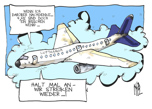 Cartoon: Lufthansa (medium) by Kostas Koufogiorgos tagged lufthansa,flugzeug,streik,schlichtung,einigung,arbeitskampf,lohn,gehalt,arbeit,karikatur,kostas,koufogiorgos,lufthansa,flugzeug,streik,schlichtung,einigung,arbeitskampf,lohn,gehalt,arbeit,karikatur,kostas,koufogiorgos