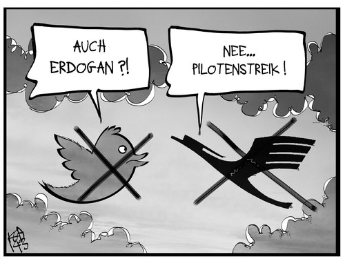 Cartoon: Lufthansa und Twitter (medium) by Kostas Koufogiorgos tagged koufogiorgos,illustration,cartoon,karikatur,twitter,kranich,vogel,lufthansa,streik,pilot,zensur,arbeitskampf,arbeit,social,network,soziale,netzwerke,internet,türkei,erdogan,koufogiorgos,illustration,cartoon,karikatur,twitter,kranich,vogel,lufthansa,streik,pilot,zensur,arbeitskampf,arbeit,social,network,soziale,netzwerke,internet,türkei,erdogan