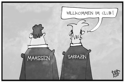 Cartoon: Maaßen und Sarrazin (medium) by Kostas Koufogiorgos tagged karikatur,koufogiorgos,illustration,cartoon,maaßen,sarrazin,partei,ausschluss,demokratie,mitglied,karikatur,koufogiorgos,illustration,cartoon,maaßen,sarrazin,partei,ausschluss,demokratie,mitglied