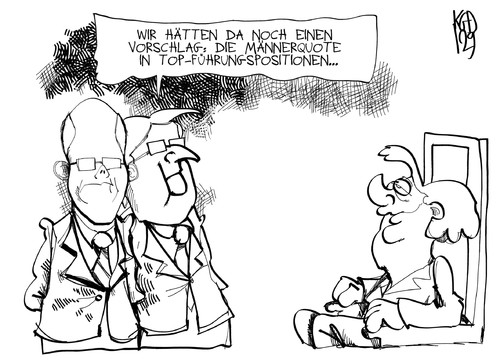 Cartoon: Männerquote (medium) by Kostas Koufogiorgos tagged männerquote,frauenquote,spd,merkel,bundeskanzler,führungsposition,steinbrück,steinmeier,wahl,karikatur,kostas,koufogiorgos,männerquote,frauenquote,spd,merkel,bundeskanzler,führungsposition,steinbrück,steinmeier,wahl,karikatur,kostas,koufogiorgos