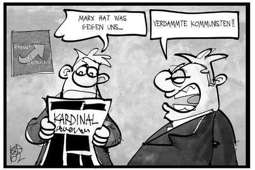 Cartoon: Marx gegen AfD (medium) by Kostas Koufogiorgos tagged karikatur,koufogiorgos,illustration,cartoon,afd,marx,kardinal,partei,alternative,deutschland,politik,kommunisten,karl,parteimitglied,karikatur,koufogiorgos,illustration,cartoon,afd,marx,kardinal,partei,alternative,deutschland,politik,kommunisten,karl,parteimitglied