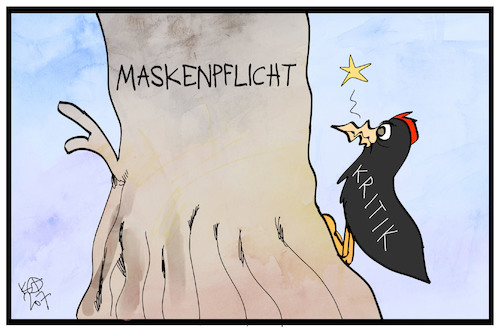 Cartoon: Maskenpflicht (medium) by Kostas Koufogiorgos tagged karikatur,koufogiorgos,illustration,cartoon,maske,maskenpflicht,kritik,specht,corona,pandemie,schutz,maßnahme,karikatur,koufogiorgos,illustration,cartoon,maske,maskenpflicht,kritik,specht,corona,pandemie,schutz,maßnahme