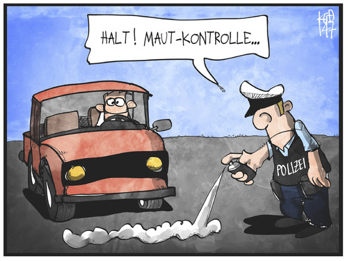 Cartoon: Maut-Kontrolle (medium) by Kostas Koufogiorgos tagged karikatur,koufogiorgos,cartoon,illustration,auto,maut,kontrolle,verkehr,polizei,polizist,autofahrer,gebühr,spray,politik,karikatur,koufogiorgos,cartoon,illustration,auto,maut,kontrolle,verkehr,polizei,polizist,autofahrer,gebühr,spray,politik