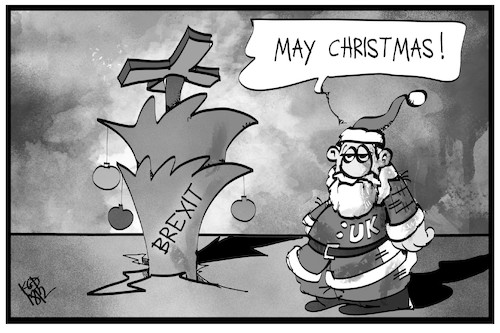 Cartoon: May Christmas (medium) by Kostas Koufogiorgos tagged karikatur,koufogiorgos,illustration,cartoon,may,christmas,weihnachten,weihnachtsbaum,brexit,uk,santa,grossbritannien,karikatur,koufogiorgos,illustration,cartoon,may,christmas,weihnachten,weihnachtsbaum,brexit,uk,santa,grossbritannien