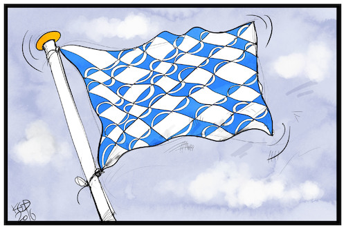 Cartoon: Mehr Masken in Bayern (medium) by Kostas Koufogiorgos tagged karikatur,koufogiorgos,illustration,cartoon,corona,pandemie,bayern,soeder,fahne,flagge,maske,mundschutz,regeln,massnahmen,karikatur,koufogiorgos,illustration,cartoon,corona,pandemie,bayern,soeder,fahne,flagge,maske,mundschutz,regeln,massnahmen