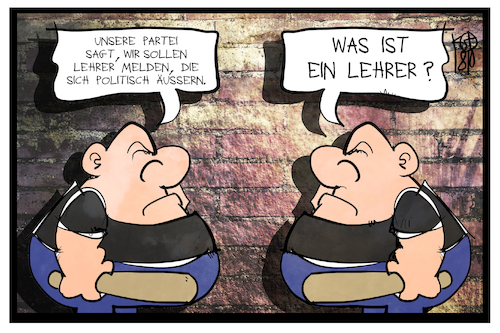 Cartoon: Meldeportal für Lehrer (medium) by Kostas Koufogiorgos tagged karikatur,koufogiorgos,illustration,cartoon,meldeportal,lehrer,afd,neonazi,bildung,neutralität,partei,politik,karikatur,koufogiorgos,illustration,cartoon,meldeportal,lehrer,afd,neonazi,bildung,neutralität,partei,politik