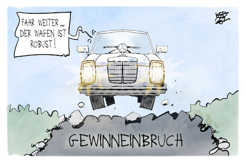 Cartoon: Mercedes (medium) by Kostas Koufogiorgos tagged karikatur,koufogiorgos,mercedes,gewinn,robust,auto,strasse,gewinneinbruch,autobauer,karikatur,koufogiorgos,mercedes,gewinn,robust,auto,strasse,gewinneinbruch,autobauer